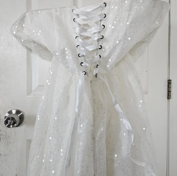 NWT Selkie Strapless White Sequin Dress (Frosted Degas Dress) - Picture 7 of 13